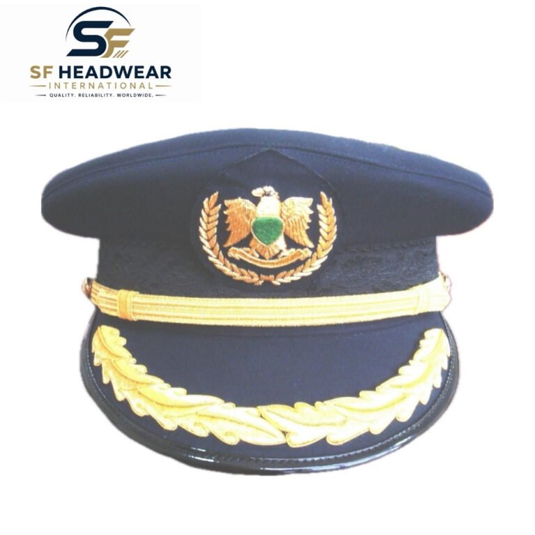 Military officer dress cap with custom badge