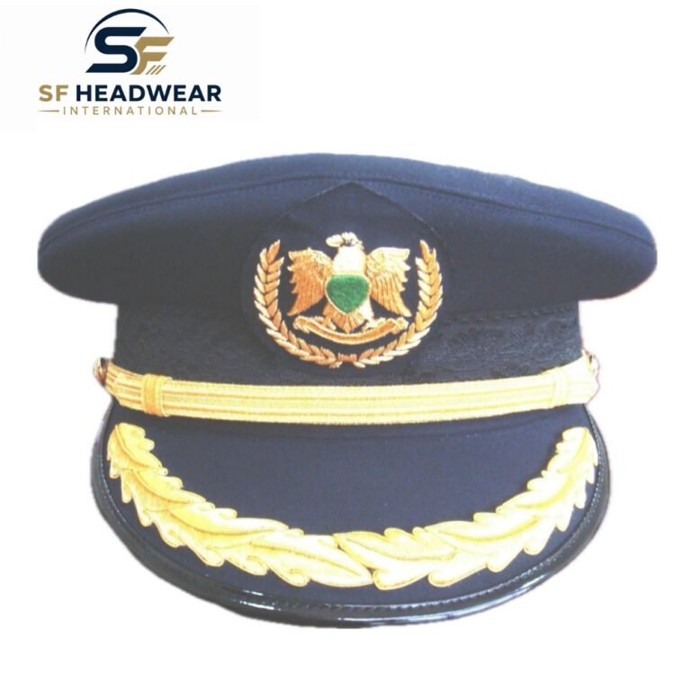 Military officer dress cap with custom badge