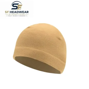 Polar fleece beanie with custom embroidery